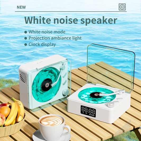 Retro-style Wireless waves Bluetooth Speaker for Sea White Noise with Bedroom Clock & Ambience Light, A Great Gift Suited for Computer Desktop