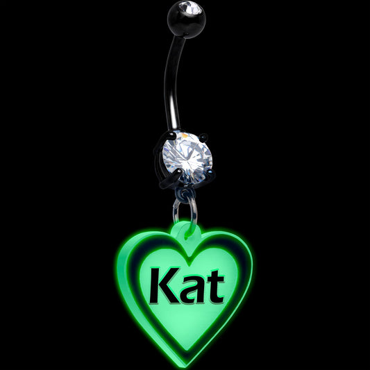 Custom Glow in the Dark Heart Dangle Belly Ring