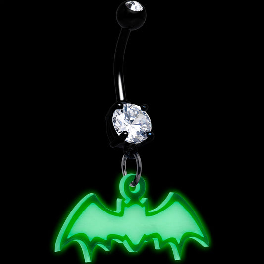 Glow in the Dark Dangle Bat Belly Ring