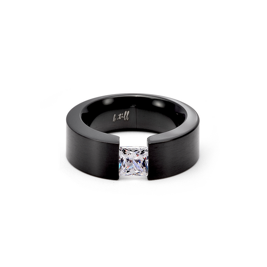 Princess Cut Black Solitaire Ring
