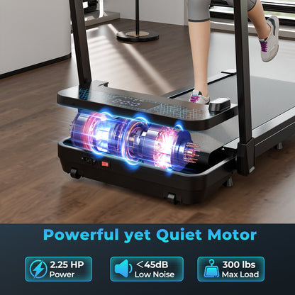 2 in 1 Folding Treadmill with 300 LBS Capacity and Remote Control for Home-Black