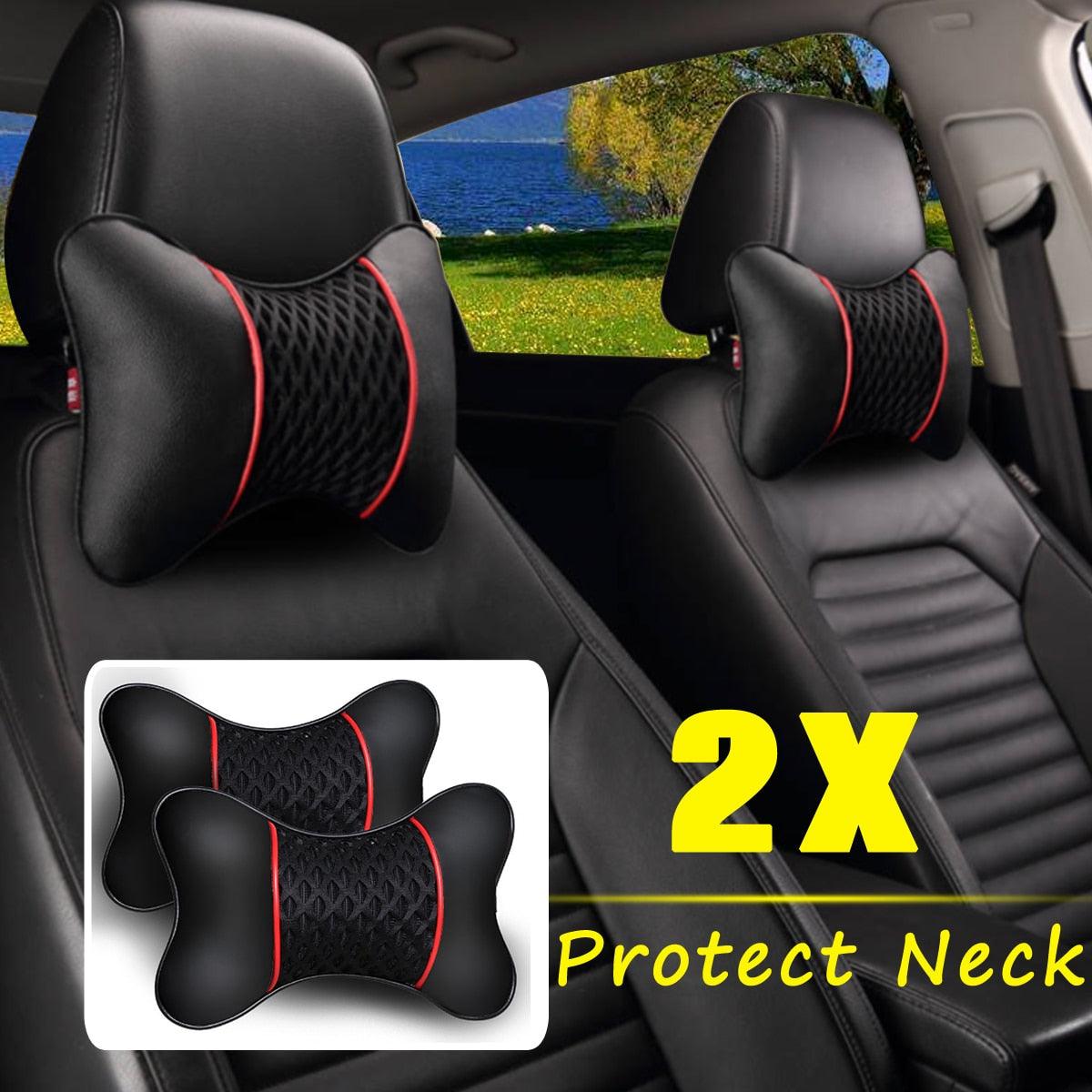 Leather Knitted Car Pillows Headrest