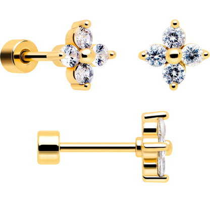 20G Clear Gem Gold Tone Ball Chain Dangle Flatback Earring Set of 6