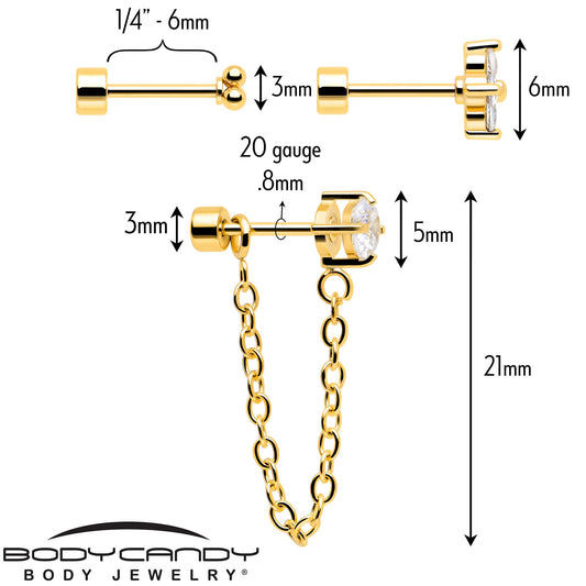 Ball Chain Dangle Flatback Earring Set of 6