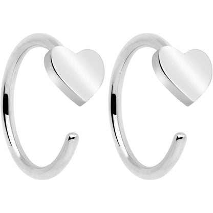 20G Implant Grade Titanium Heart Open Hoop Earrings