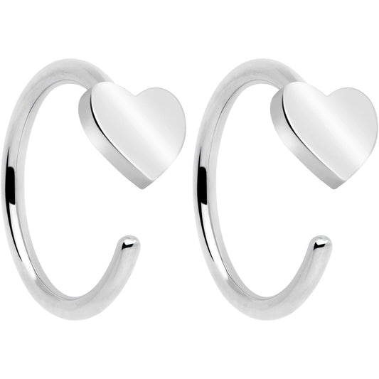 20G Titanium Heart Open Hoop Earrings