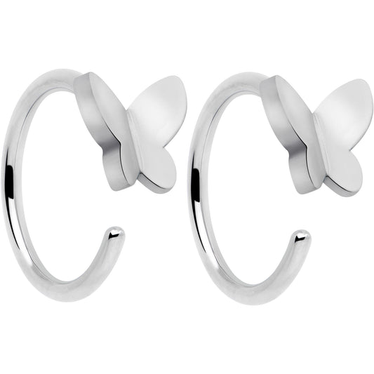 20G Titanium Butterfly Open Hoop Earrings