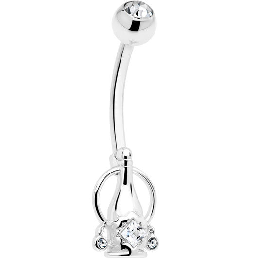Clear Gem Dangle Belly Ring