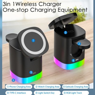3 In 1  Wireless Fast Charger  Airpods IWatch