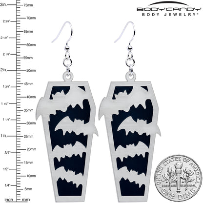 Glowing Bats Coffin Glow in the Dark Dangle Earrings by Onyx O