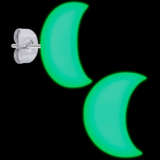 Crescent Moon Glow in the Dark Stud Earrings