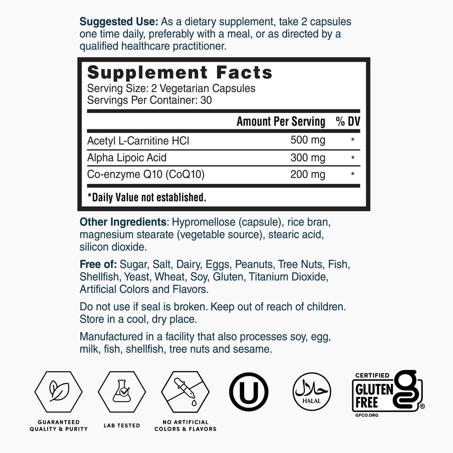 Gold CoQ10 + Alpha Lipoic Acid + Acetyl L-Carnitine HCl