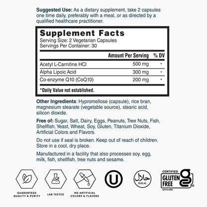 Gold CoQ10 + Alpha Lipoic Acid + Acetyl L-Carnitine HCl