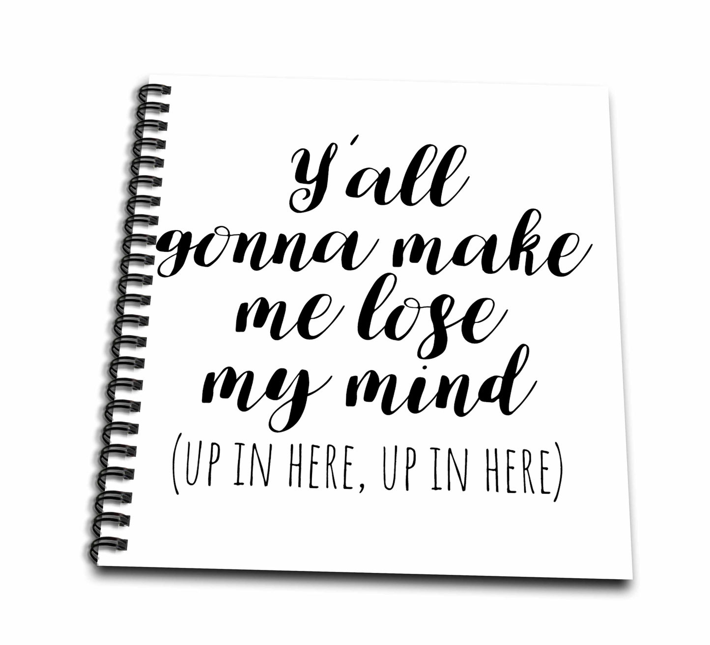 3dRose Stamp City - typography - Yall gonna make me lose my mind. Up in here, up in here. - Drawing Books (db_321829)