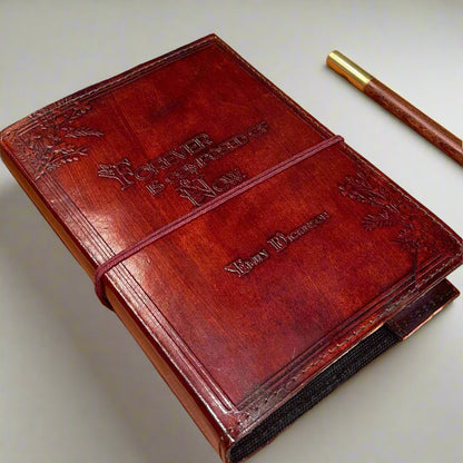 Emily Dickinson Refillable Leather Journal - "Forever Is Composed Of Now"