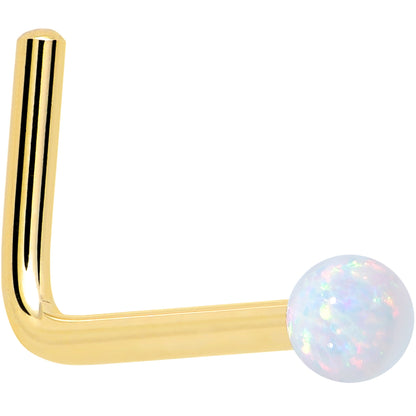 14k Yellow Gold 2.5mm Synthetic Opal Ball Nose Ring