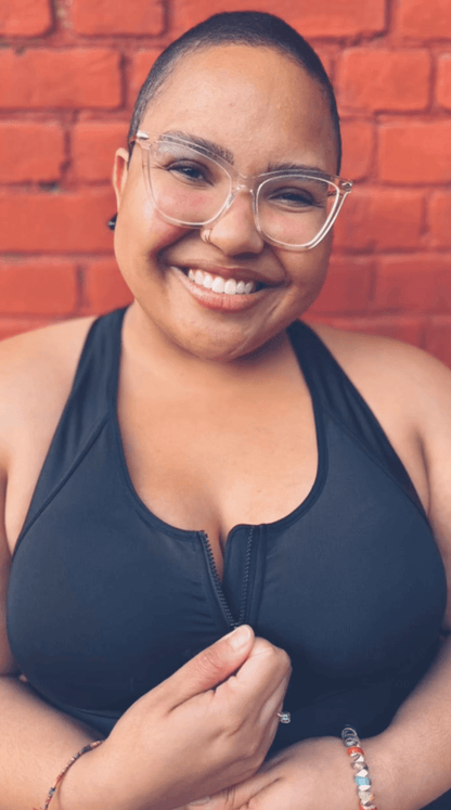 Front‑Closure Sports Bra - Black