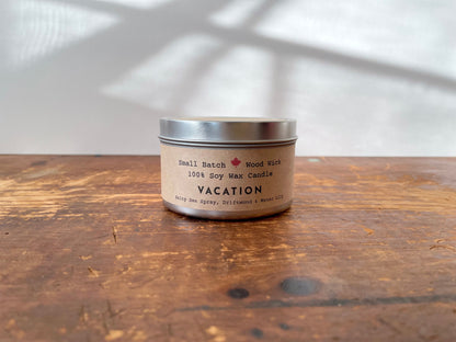 Golden Light Relaxation Set: "Vacation" Scented (Sea Spray + Driftwood + Water Lily) Candle,  Meditation Card + Mindfulness Journal (Grow & Bloom)