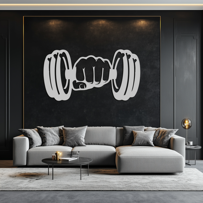Gym Dumbbell Power Metal Wall Art - Bold and Motivational Gym Decor - KAF143
