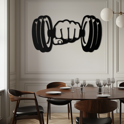 Gym Dumbbell Power Metal Wall Art - Bold and Motivational Gym Decor - KAF143