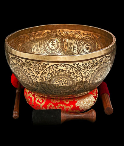 New Etched Jambati Dragon Singing Bowl F#2 92Hz 15" E16192