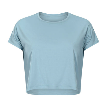 Sexy Cropped Yoga T shirt Women Quick Drying Loose Breathable Outdoor Sports Workout Clothes