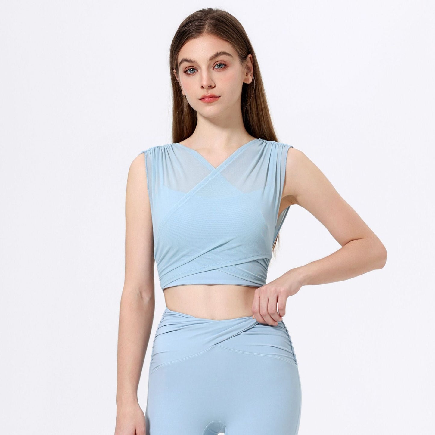 Yoga Vest with Chest Pad Workout Bra T shirt