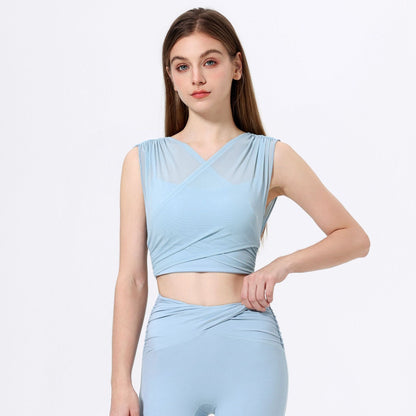 Yoga Vest with Chest Pad Workout Bra T shirt