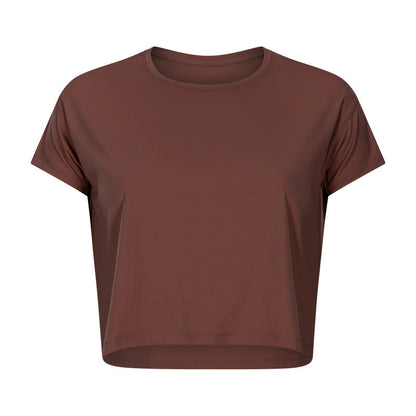 Sexy Cropped Yoga T shirt Women Quick Drying Loose Breathable Outdoor Sports Workout Clothes