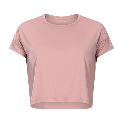 Sexy Cropped Yoga T shirt Women Quick Drying Loose Breathable Outdoor Sports Workout Clothes