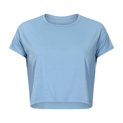 Sexy Cropped Yoga T shirt Women Quick Drying Loose Breathable Outdoor Sports Workout Clothes