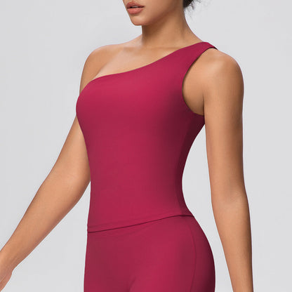 One Shoulder Yoga Clothes Workout Vest