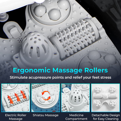 Portable All-In-One Heated Foot Spa Bath Motorized Massager-Black