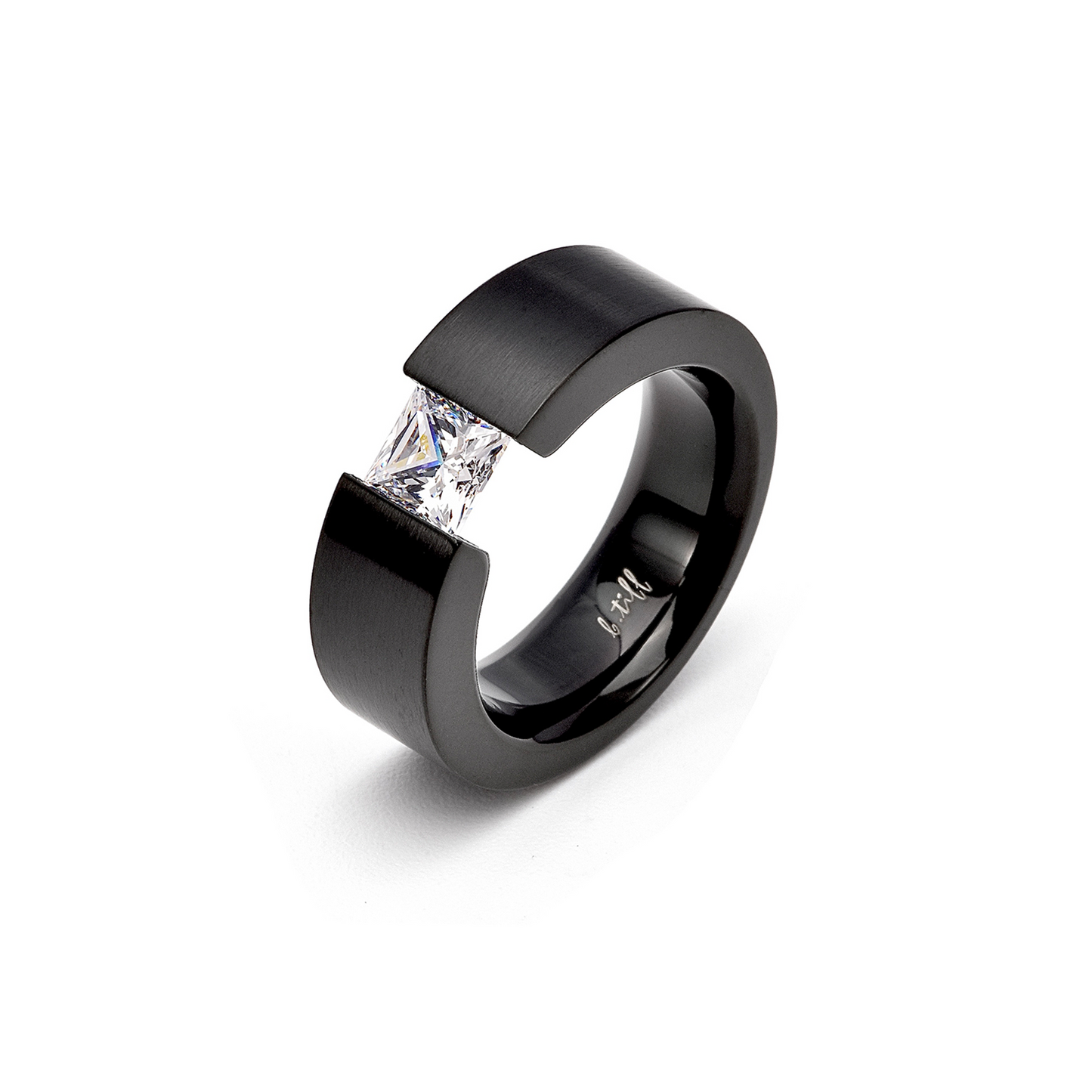 Princess Cut Black Solitaire Ring