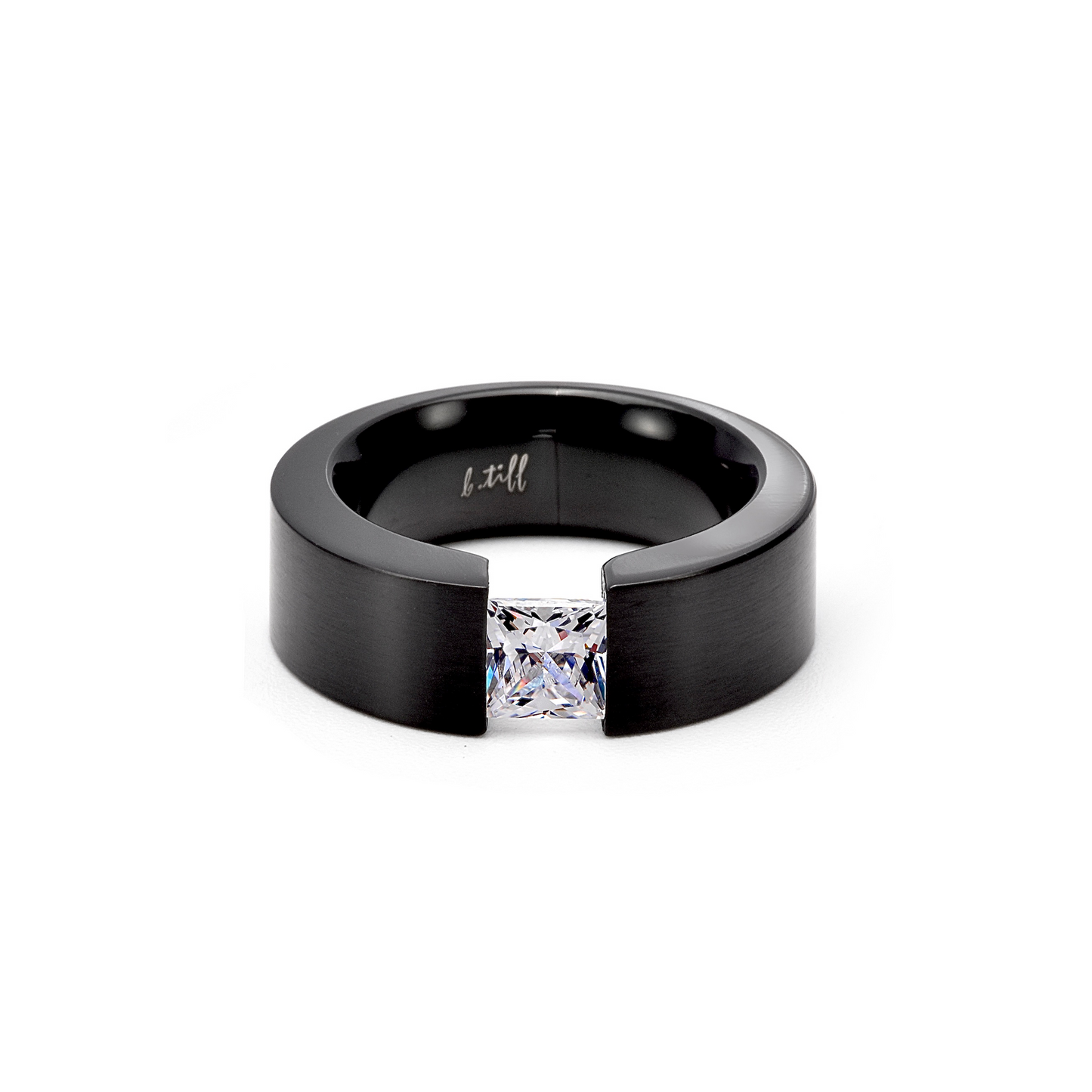 Princess Cut Black Solitaire Ring