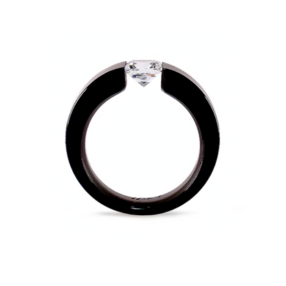 Princess Cut Black Solitaire Ring