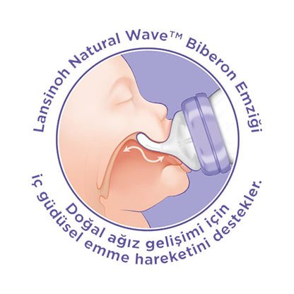 Lansinoh NaturalWave Baby Bottle Set (2 x 240ml): Anti-Colic, BPA-Free, Eases Transition from Breast to Bottle & Prevents Nipple Confusion