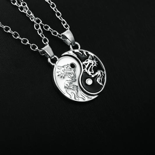 2 PCS Best Friends Necklace Jewelry Yin Yang Tai Chi Pendant Couples Paired Necklaces&Pendants Unisex Lovers Valentine's Gift