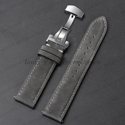Polar Leather Watch Band For Smartwatch Genuine Calfskin Butterfly Clasp
