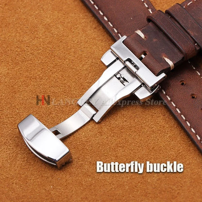 Polar Leather Watch Band For Smartwatch Genuine Calfskin Butterfly Clasp