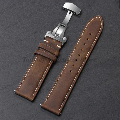 Polar Leather Watch Band For Smartwatch Genuine Calfskin Butterfly Clasp