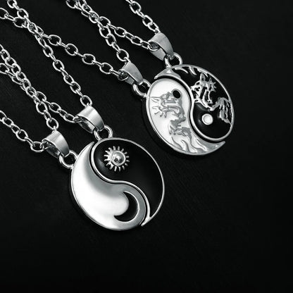 2 PCS Best Friends Necklace Jewelry Yin Yang Tai Chi Pendant Couples Paired Necklaces&Pendants Unisex Lovers Valentine's Gift