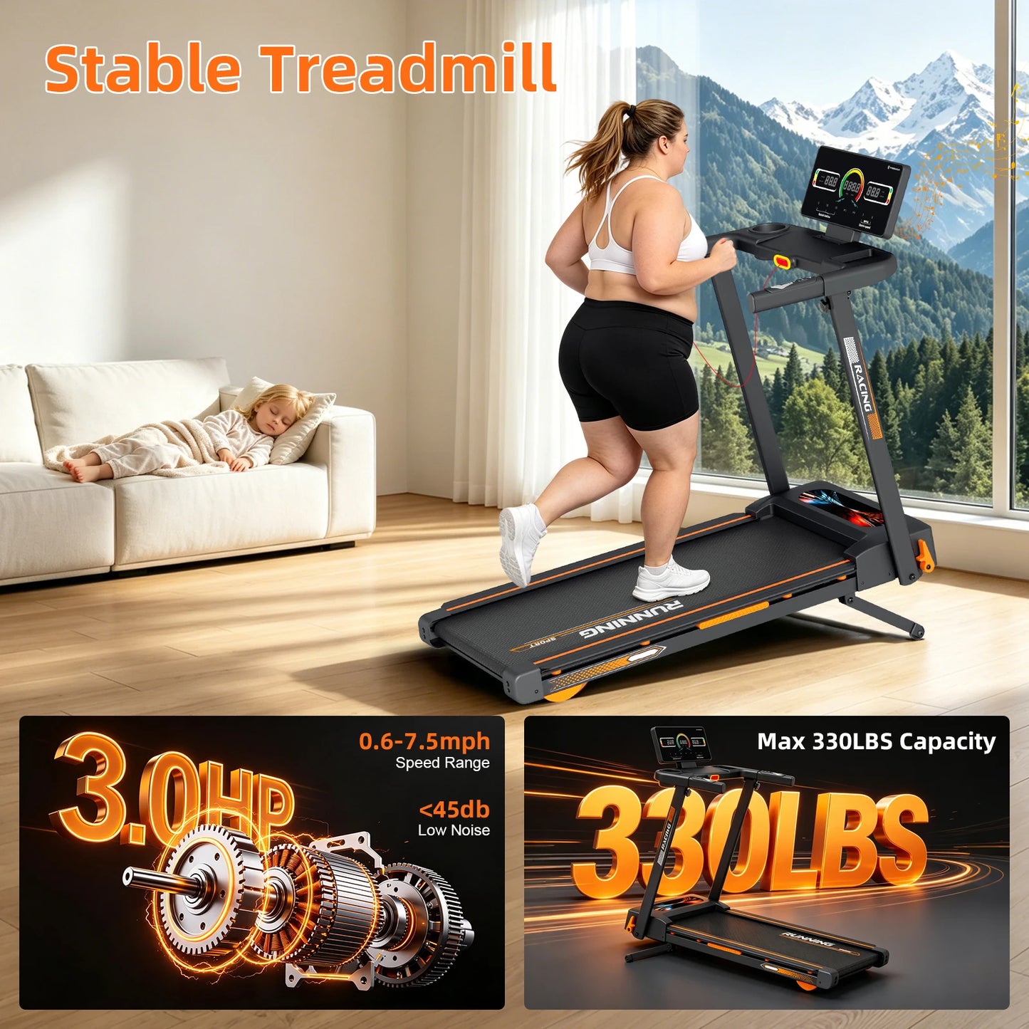 Home Foldable Treadmill With 15% Incline