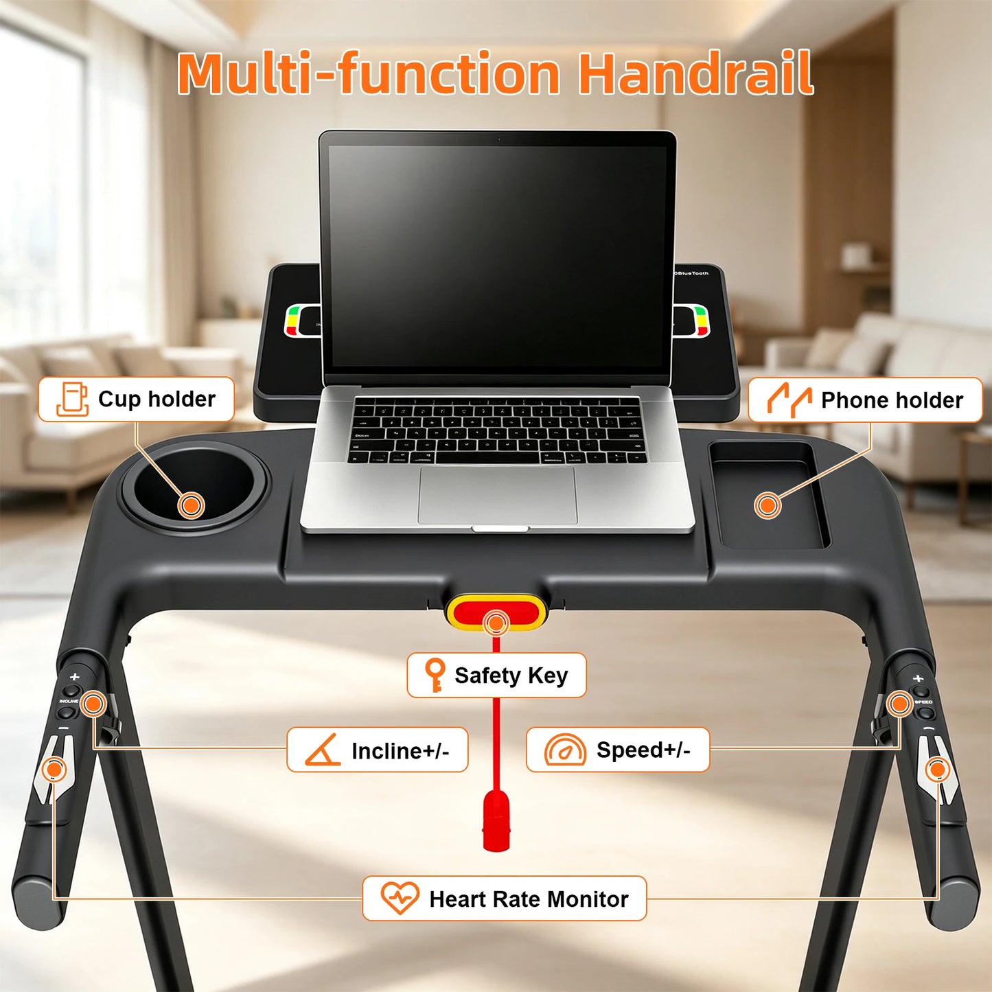 Home Foldable Treadmill With 15% Incline