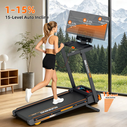 Home Foldable Treadmill With 15% Incline