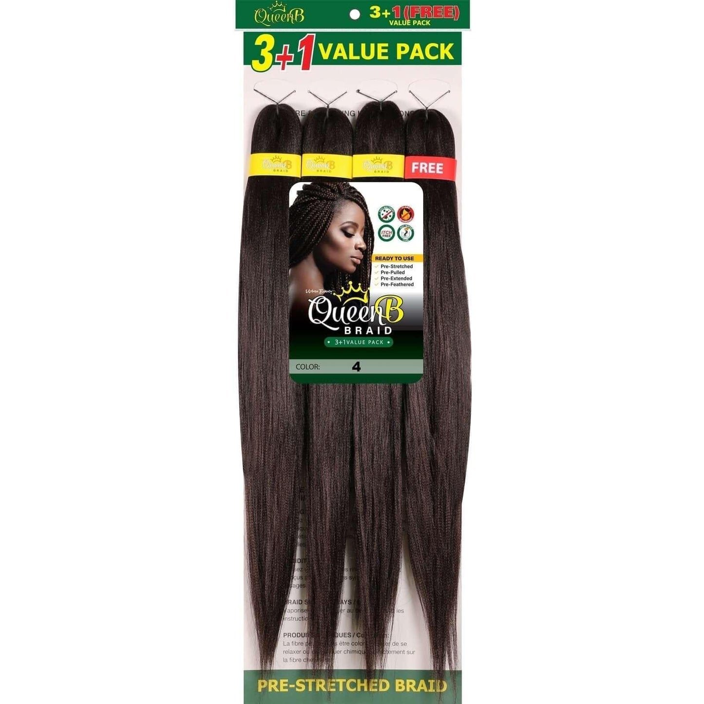 Queen B Pre-Stretched Braiding Hair Value Pack