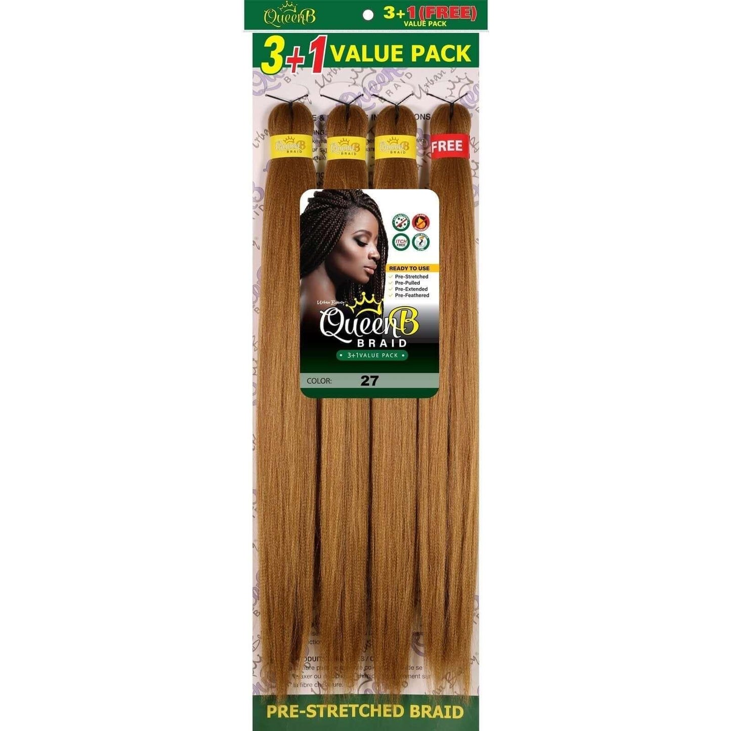 Queen B Pre-Stretched Braiding Hair Value Pack