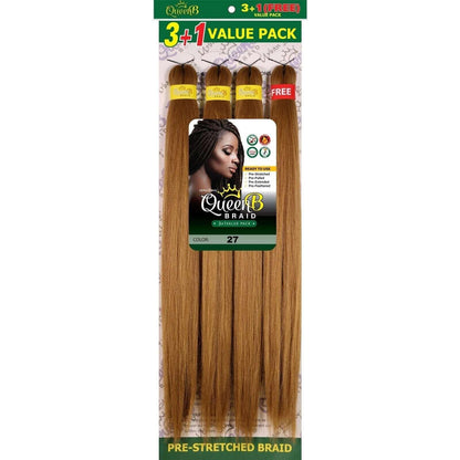 Queen B Pre-Stretched Braiding Hair Value Pack