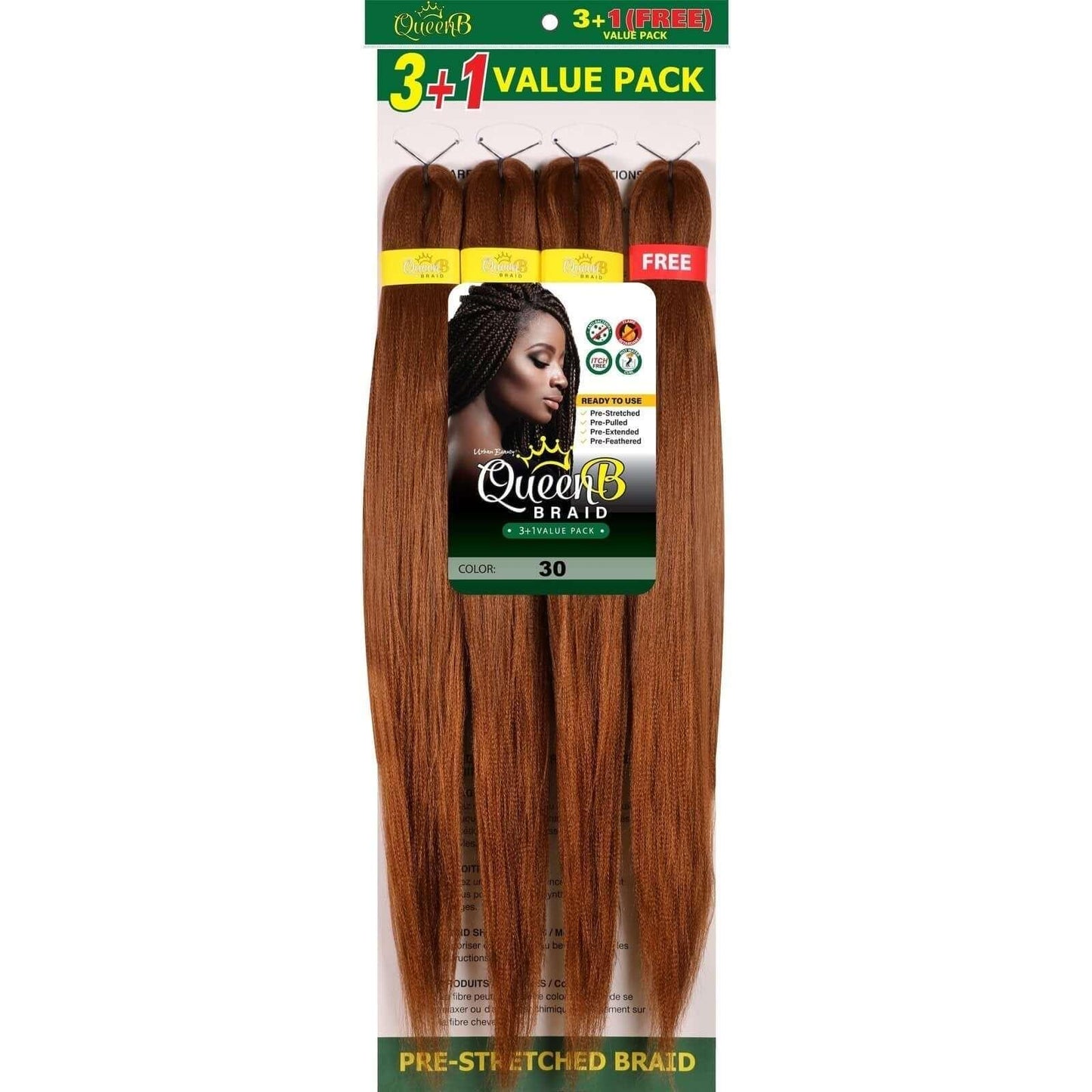 Queen B Pre-Stretched Braiding Hair Value Pack