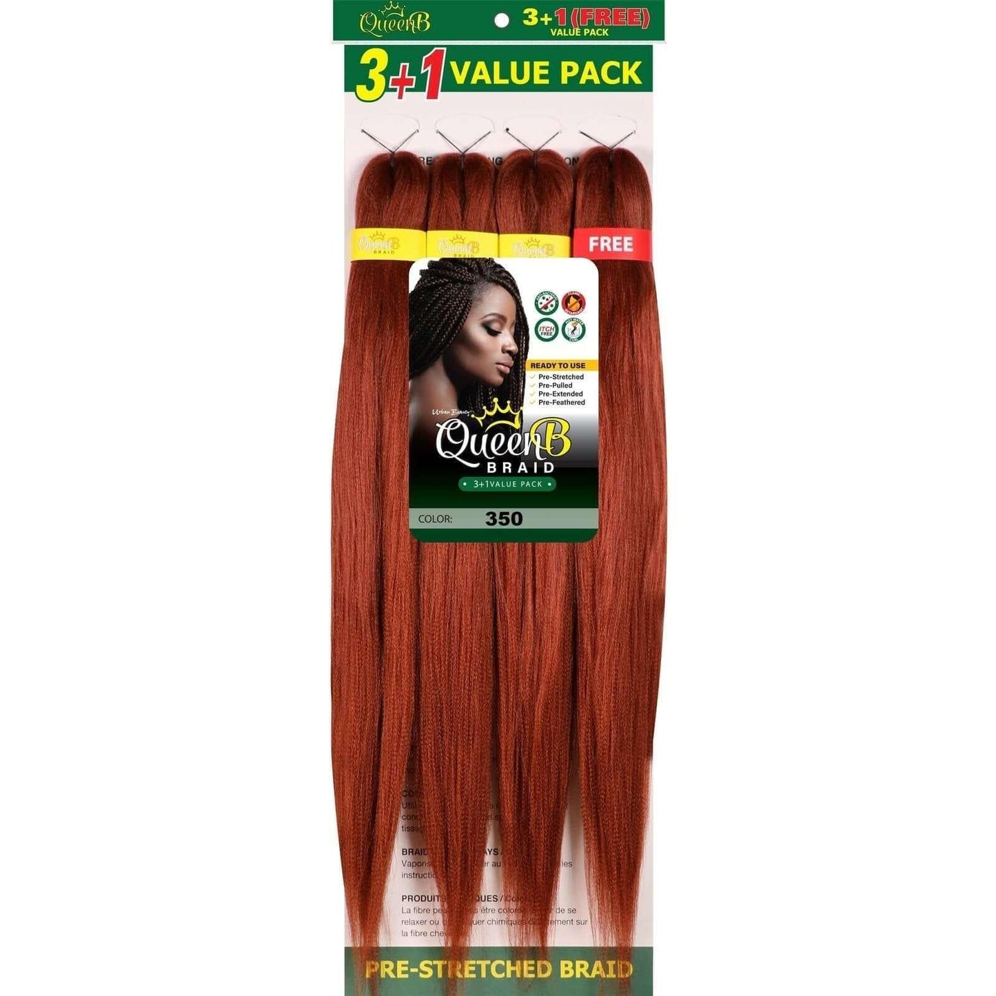 Queen B Pre-Stretched Braiding Hair Value Pack